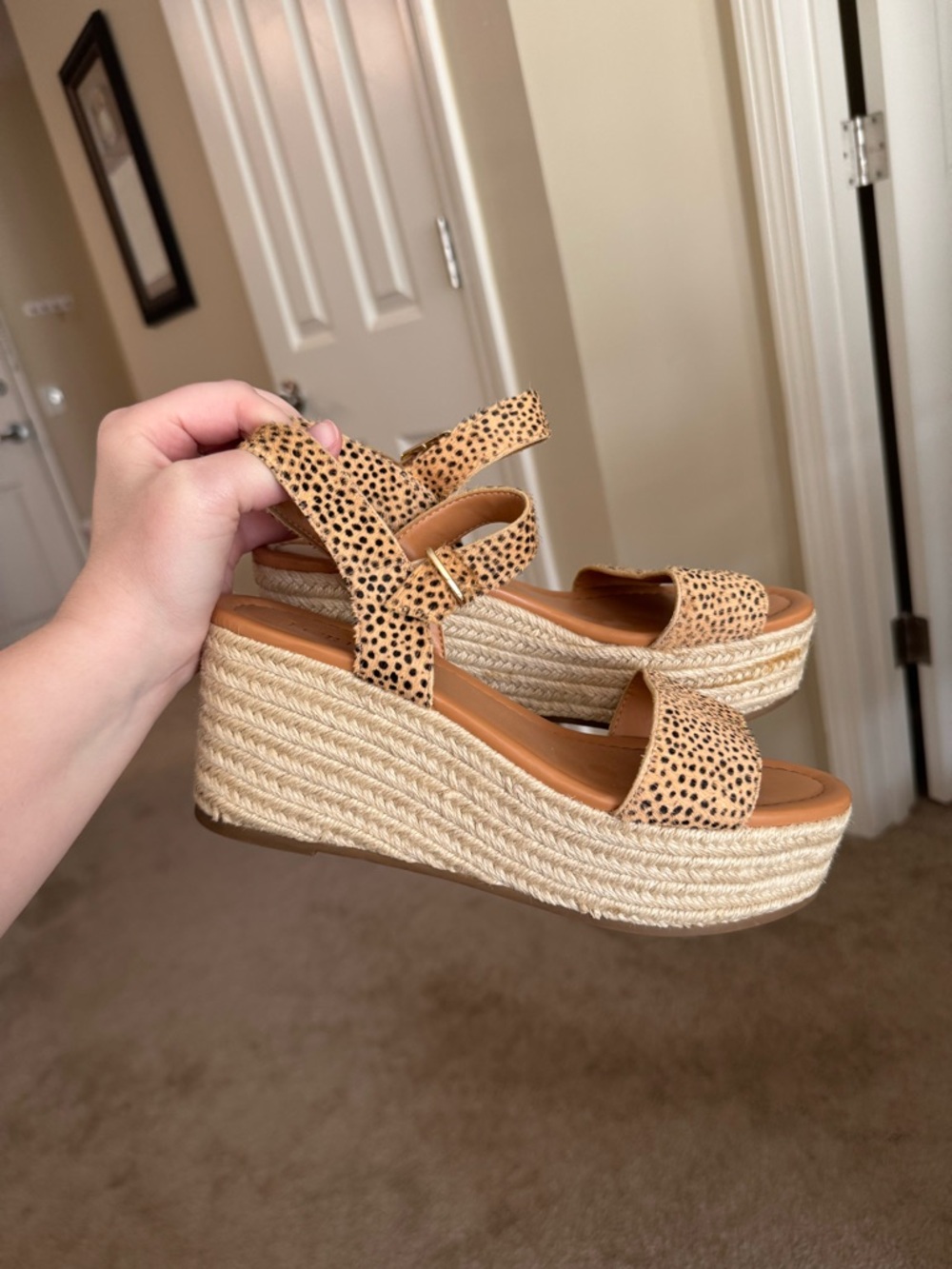 J. Crew Leopard Print Espadrille Wedge Sandals in Tan - Picture 2 of 4